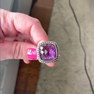 David Yurman 14mm Albion Amethyst w/ Diamonds Ring